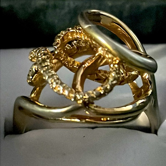 Vintage 18k HGE ESPO Freeform Gold Tone Ring w/ some wear to Gold Plate - Picture 1 of 10